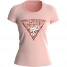 Guess - Ss Rn Satin Triangle Tee - Roze