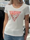 Guess - Ss Rn Satin Triangle Tee - Wit