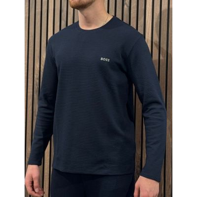 Boss - Waffle LS-Shirt - Blauw