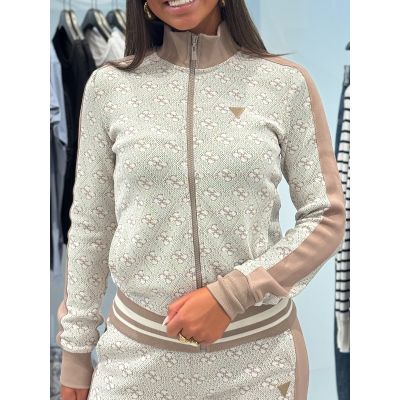 Guess - 4G Rhombus Jacquard Full-Zip - Beige