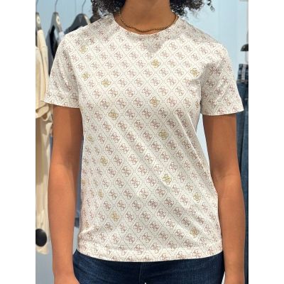 Guess Active - 4G Rhombus Studs Ss T-shirt - Beige