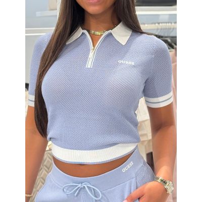 Guess Active - Gabry Ss Cropped Polo Swtr - Blauw