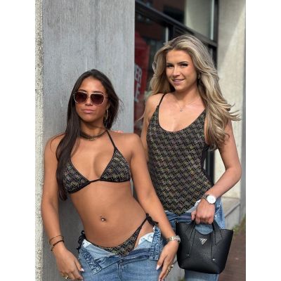 Guess - Diane Rem Padding Triangle Bikini Topje - Zwart