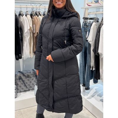 Guess - Gloria Quilted Long Puffer - Zwart