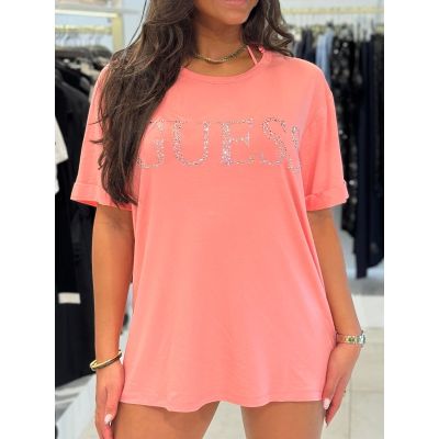 Guess - Guess Logo Long Ss Tee - Roze