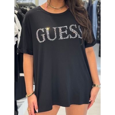 Guess - Guess Logo Long Ss Tee - Zwart