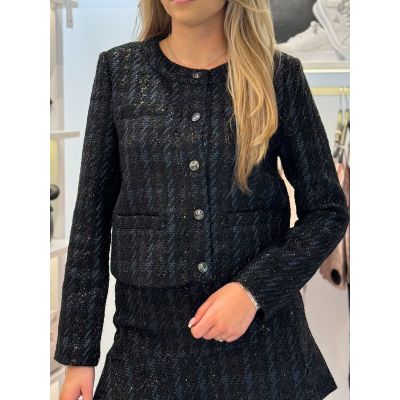 Guess - Ls Andie Tweed Jkt - Zwart