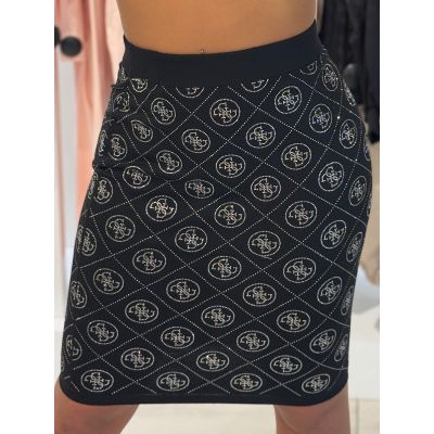 Guess - Rhinestones 4G Swtr Skirt - Zwart
