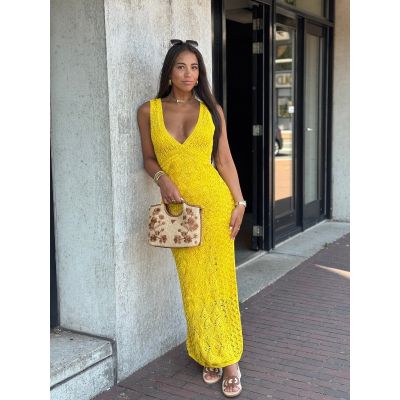 Guess - SL VN Ellie Pointelle Mixed Ma - Geel
