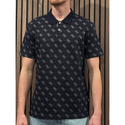 Guess - Ss All Over 4G Jacqaurd Polo - Blauw