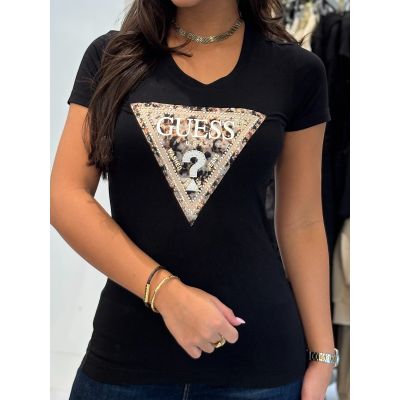 Guess - Ss Cn Leo Triangle Tee - Zwart