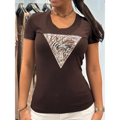 Guess - Ss Cn Zebra Triangle Tee - Bruin