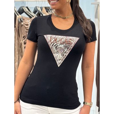 Guess - Ss Cn Zebra Triangle Tee - Zwart