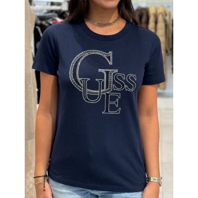 Guess - SS CN Guess Studded Tee - Blauw