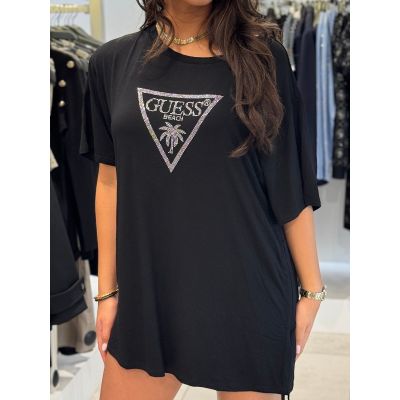 Guess - Triangle Strass Ss Maxi Tee - Zwart