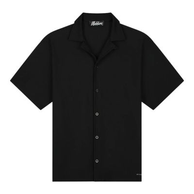 Malelions - Men Ribbed Camp Collar Shirt - Zwart