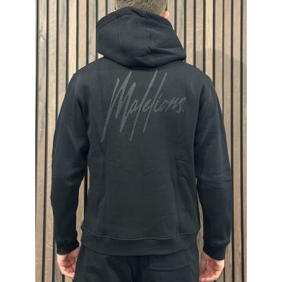Malelions - Men Striped Signature Hoodie - Zwart