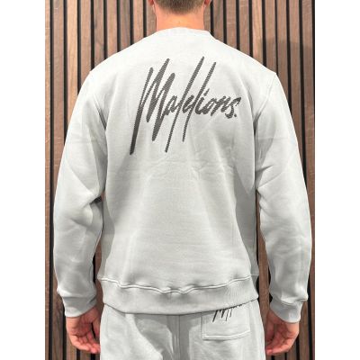 Malelions - Men Striped Signature Sweater - Grijs