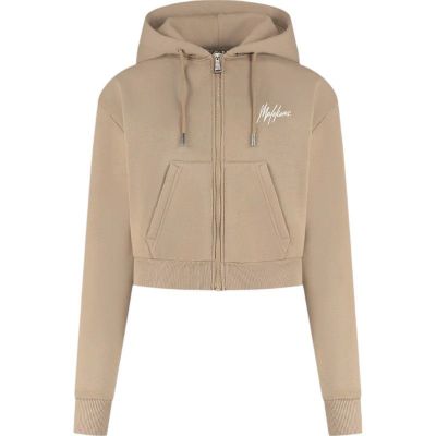 Malelions - Women Cropped Zip Hoodie - Beige