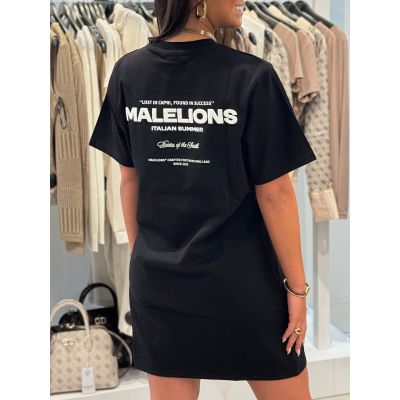 Malelions - Woman Italian Summer T-shirt Dress - Zwart