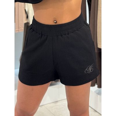 Malelions - Woman Seersucker Shorts - Zwart
