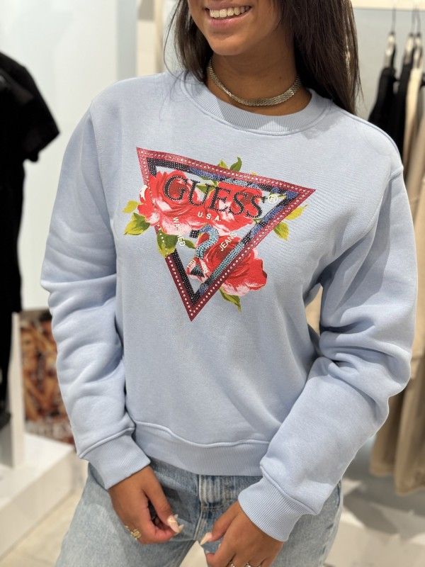 Guess - Cn Roses Triangle Sweatshirt - Blauw