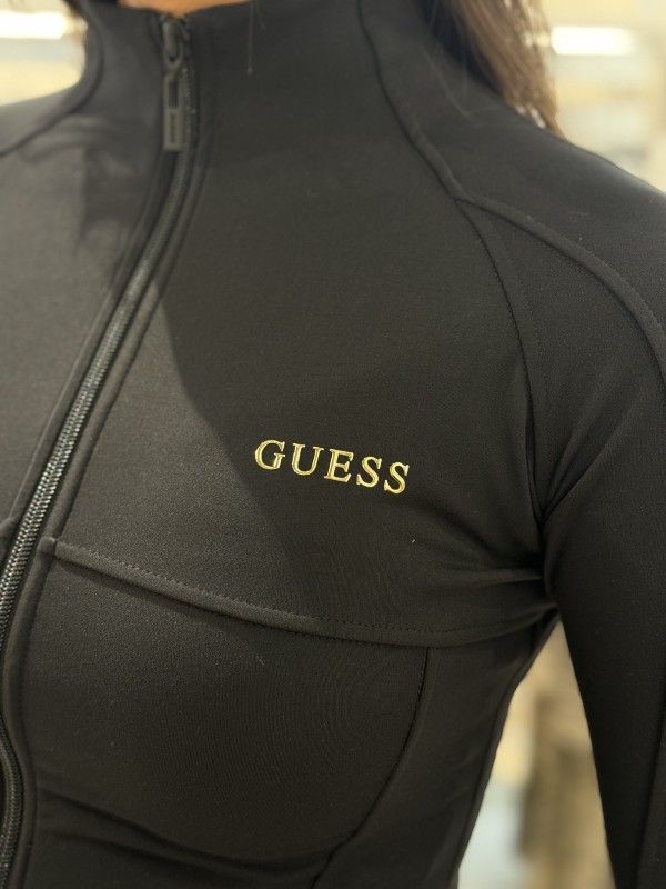 Guess Active - Marika Ls Zip Active Top - Zwart/Goud