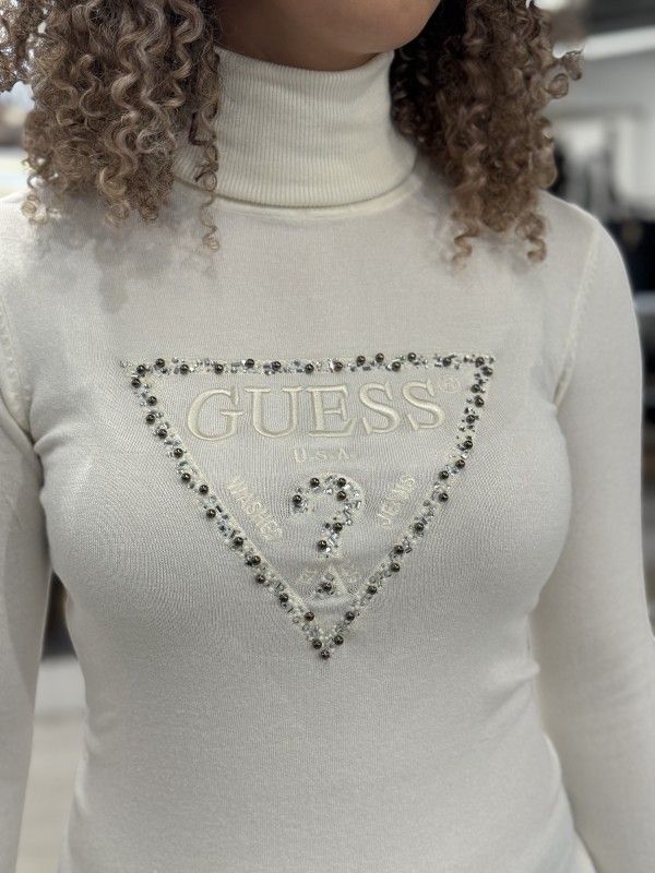 Guess - Piper Triangle Logo TN LS SWTR - Wit