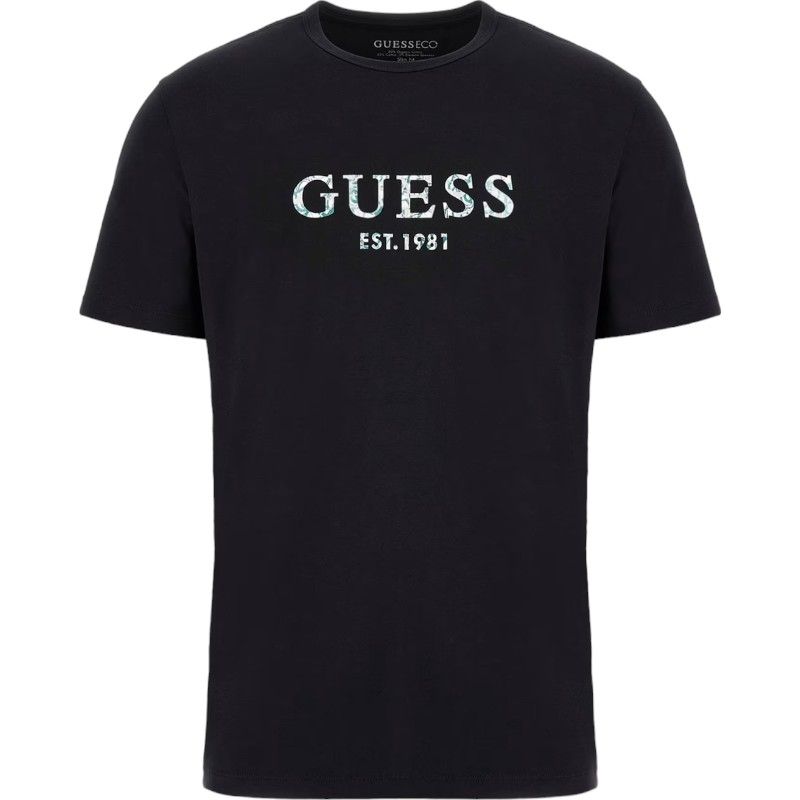 Guess - Ss Cn Guess Iridescent Tee - Zwart