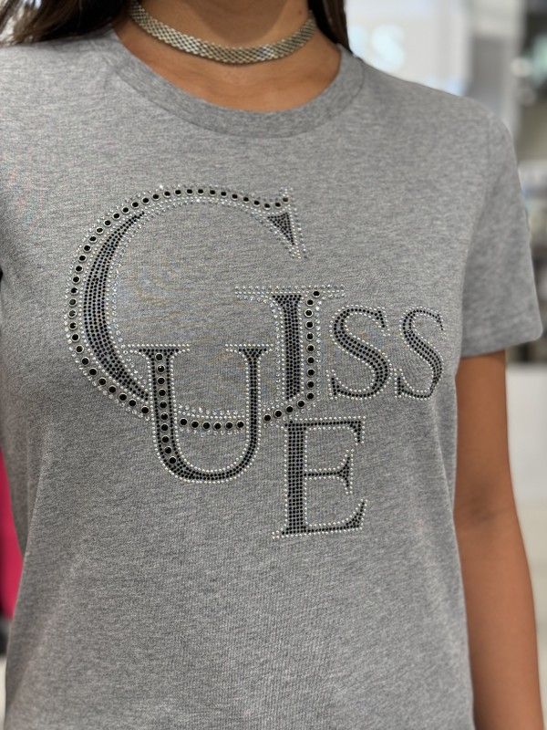 Guess - SS CN Guess Studded Tee - Grijs