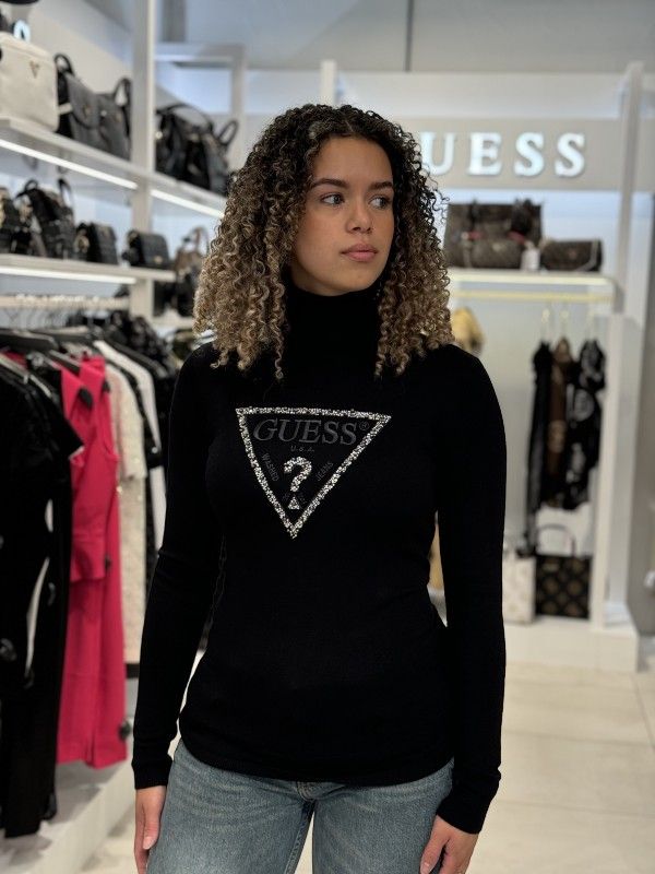 Guess - Piper Triangle Logo TN LS Sweater - Zwart