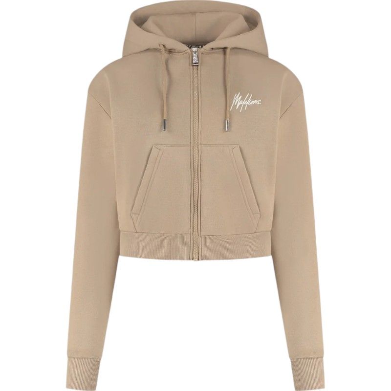 Malelions - Women Cropped Zip Hoodie - Beige