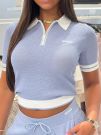 Guess Active - Gabry Ss Cropped Polo Swtr - Blauw