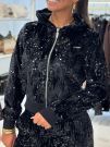 Guess Active - Sequins Full-Zip Hoodie - Zwart