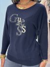 Guess - Bat Sleeve Kassidy Logo Swtr - Blauw