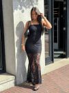 Guess - Evelyn Straps Long Lace Dress - Zwart