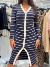 Guess - Ls Vn Striped Andrea Midi Dress - Blauw