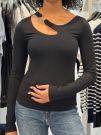 Guess - LS Eleanor Buckle Top - Zwart