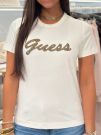 Guess - SS CN Beads Script Tee - Wit