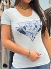 Guess - Ss Cn Feather Triangle Tee - Blauw
