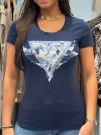 Guess - Ss Cn Feather Triangle Tee - Blauw