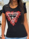 Guess - Ss Cn Flowers Triangle Tee - Zwart