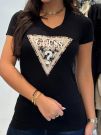 Guess - Ss Cn Leo Triangle Tee - Zwart