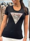 Guess - Ss Cn Zebra Triangle Tee - Zwart