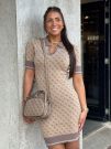 Guess - SS Lise 4G Logo Polo STWR Dress - Bruin