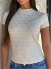 Guess - Ss Mock Neck All Over 4G Tee - Beige