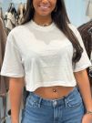 Guess - Ss Rhinestone Crop Os Tee - Wit