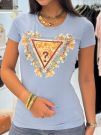 Guess - Ss Triangle Flowers Tee - Blauw