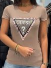 Guess - Ss Cn Cheeta Logo Triangle Tee - Beige