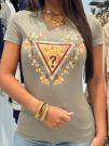 Guess - Ss Triangle Flowers Tee - Groen